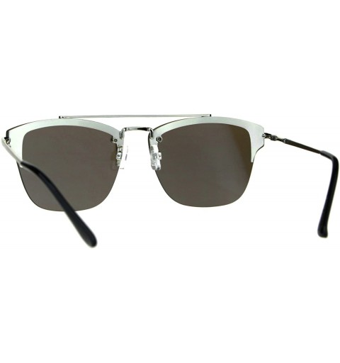 Rectangular Rimless Designer Mens Fashion Luxury Sunglasses - Silver Blue - CI189LWKCRT $15.00