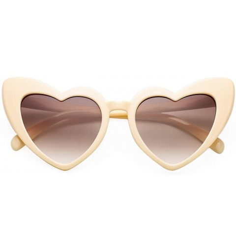 Sport Vintage Heart Shaped Sunglasses for Women Clout Goggle Kurt Cobain Sunglasses Mod Style(Beige/Brown Gradient) - CG18S7I...