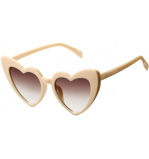 Sport Vintage Heart Shaped Sunglasses for Women Clout Goggle Kurt Cobain Sunglasses Mod Style(Beige/Brown Gradient) - CG18S7I...