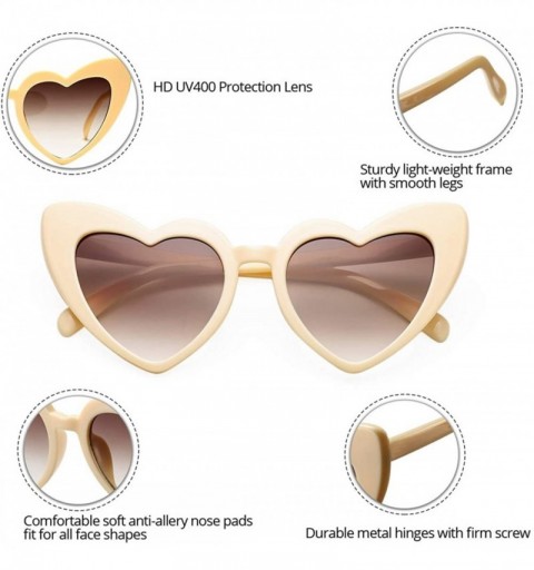 Sport Vintage Heart Shaped Sunglasses for Women Clout Goggle Kurt Cobain Sunglasses Mod Style(Beige/Brown Gradient) - CG18S7I...