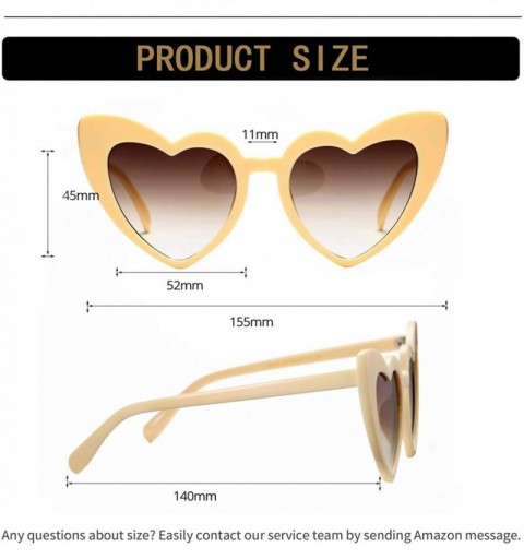 Sport Vintage Heart Shaped Sunglasses for Women Clout Goggle Kurt Cobain Sunglasses Mod Style(Beige/Brown Gradient) - CG18S7I...