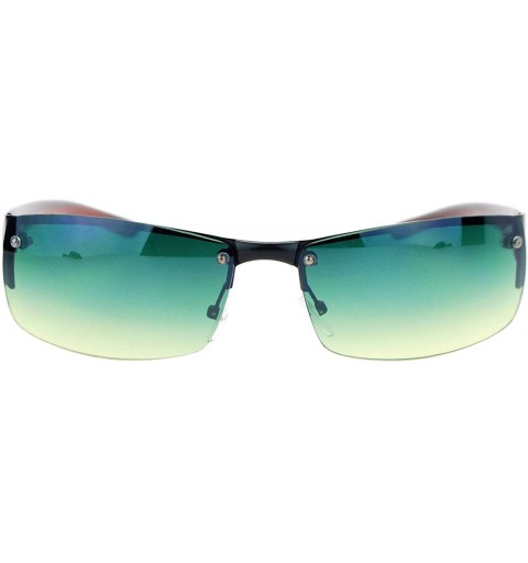 Rimless Half Rim Rimless Style Rectangular Sunglasses Unisex Classic Fashion UV 400 - Black Brown (Green) - CT18WT53XRG $15.09
