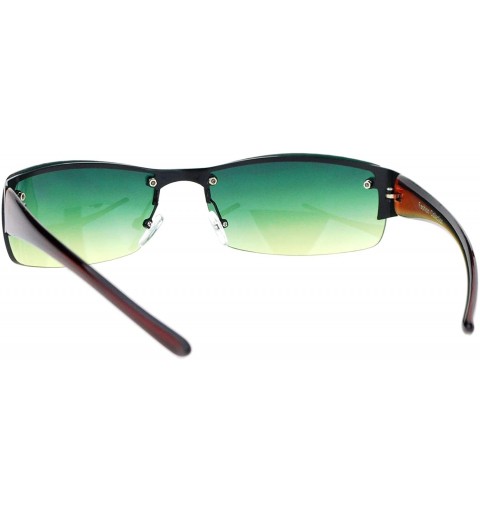 Rimless Half Rim Rimless Style Rectangular Sunglasses Unisex Classic Fashion UV 400 - Black Brown (Green) - CT18WT53XRG $15.09