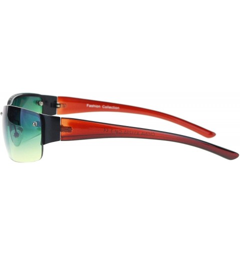 Rimless Half Rim Rimless Style Rectangular Sunglasses Unisex Classic Fashion UV 400 - Black Brown (Green) - CT18WT53XRG $15.09