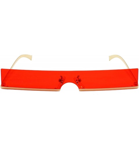 Semi-rimless Rectangular Sunglasses Mono Lens Women Semi Rimless Sunglass for Men EC55705 - Rose Gold Frame/R Lens - C418MC8Z...