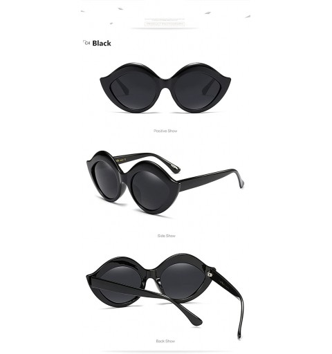 Goggle Quality red lip shape sunglasses women cat eye sexy party retro cosplay goggles - Black - CA18D985G9N $10.78