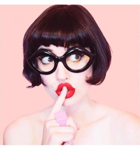 Goggle Quality red lip shape sunglasses women cat eye sexy party retro cosplay goggles - Black - CA18D985G9N $10.78