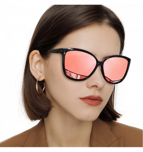 Round Polarized Sunglasses Lightweight Protection - Black Frame/Rose Mirrored Lens - CY198DYE04C $18.29