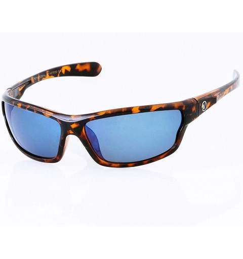 Rectangular Nitrogen Polarized Sunglasses Mens Sport Running Fishing Golfing Driving Glasses - Tortoise- Blue Mirror Lens - C...