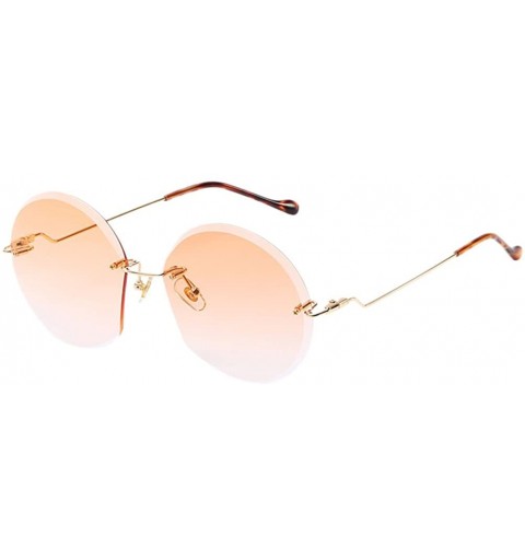 Round Fashion Ocean Color Eyeglasses Metal Frame Sunglasses for Women Round Retro - Orange - CY1808I5LNW $17.01