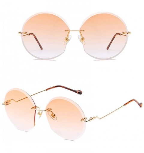 Round Fashion Ocean Color Eyeglasses Metal Frame Sunglasses for Women Round Retro - Orange - CY1808I5LNW $17.01