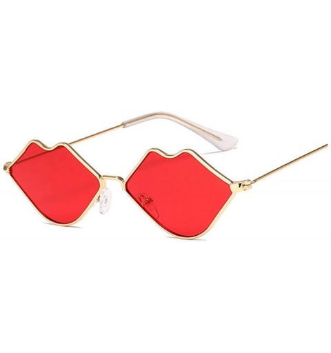 Rimless 2020 Cute Sexy Ladies Lips Sunglasses Women Metal Frame Fashion Vintage Sun Glasses Female UV400 Shades - Goldred - C...