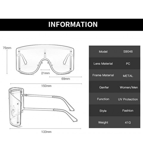 Oversized Super Oversized Sunglasses Unisex Flat Top Square Frame Shades Retro Style - C03 - C818UQ8CC7U $17.23