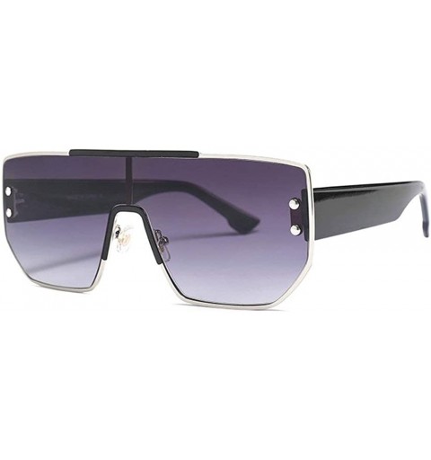 Square 2019 new fashion one lens unisex retro box brand designer big box windproof sunglasses UV400 - Black&grey - CO18TGU9H8...