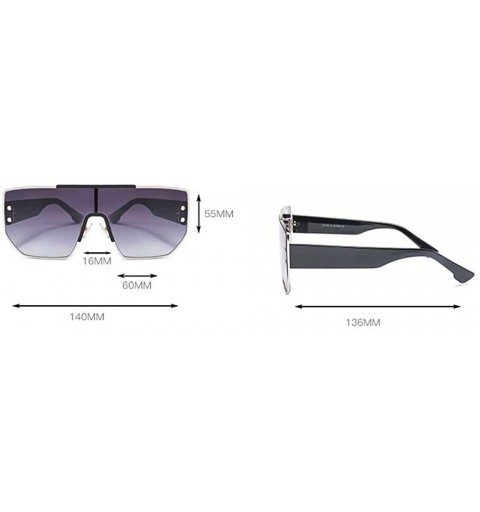 Square 2019 new fashion one lens unisex retro box brand designer big box windproof sunglasses UV400 - Black&grey - CO18TGU9H8...