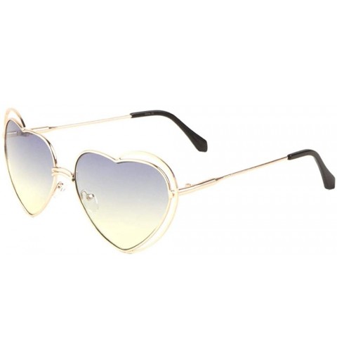Butterfly Oceanic Color Heart Shape Lens Double Side Thin Rim Frame Sunglasses - Green - CF1987GAU9Z $17.70
