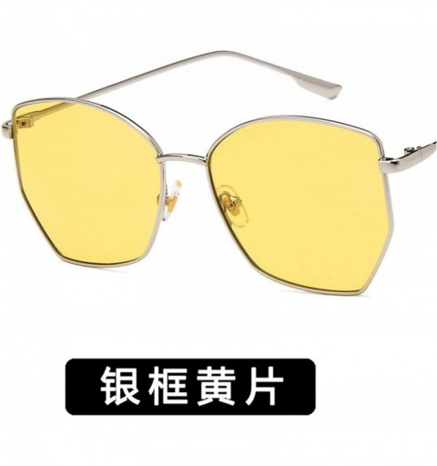 Square Women Sunglasses Retro Luxury Mirror Sun Glasses Yellow Vintage Metal Frame Butterfly Square - Black - CK198A2OLOT $39.83