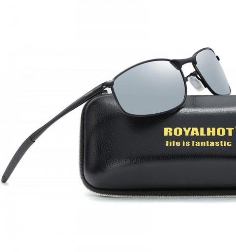 Sport Polarized Sunglasses for Mens UV Protection Alloy Rectangular Frame for Driving Fishing Golf Shades - CB18Z8GC63N $30.95