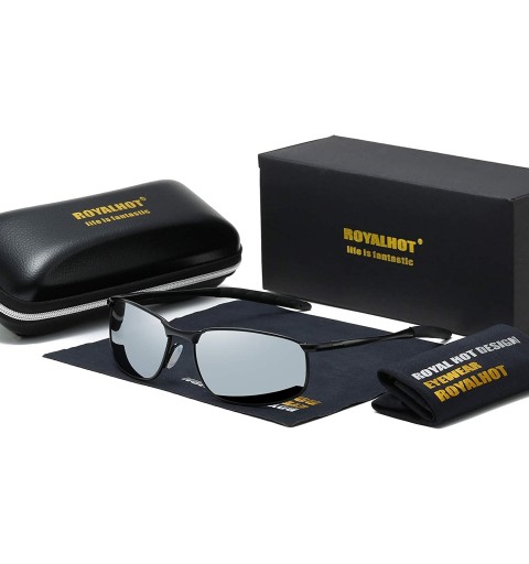 Sport Polarized Sunglasses for Mens UV Protection Alloy Rectangular Frame for Driving Fishing Golf Shades - CB18Z8GC63N $27.26