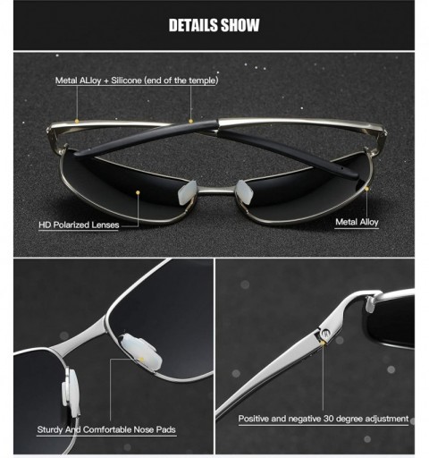 Sport Polarized Sunglasses for Mens UV Protection Alloy Rectangular Frame for Driving Fishing Golf Shades - CB18Z8GC63N $27.26