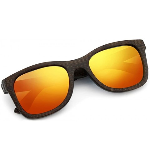 Wayfarer Oct17 Bamboo Wood Wooden Polarized Lens Sunglasses Real Eyewear Sunglass Men Women - Orange - CN185S7LGSM $24.09