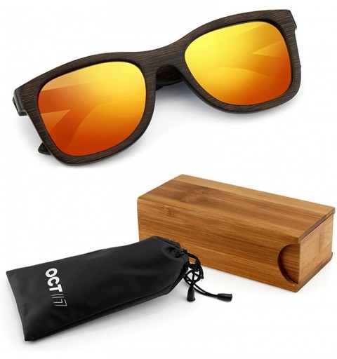 Wayfarer Oct17 Bamboo Wood Wooden Polarized Lens Sunglasses Real Eyewear Sunglass Men Women - Orange - CN185S7LGSM $24.09