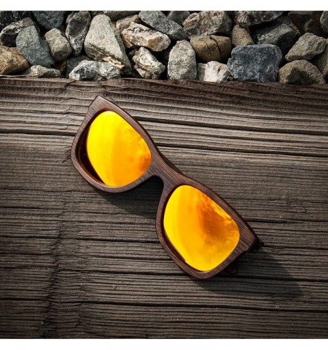 Wayfarer Oct17 Bamboo Wood Wooden Polarized Lens Sunglasses Real Eyewear Sunglass Men Women - Orange - CN185S7LGSM $24.09