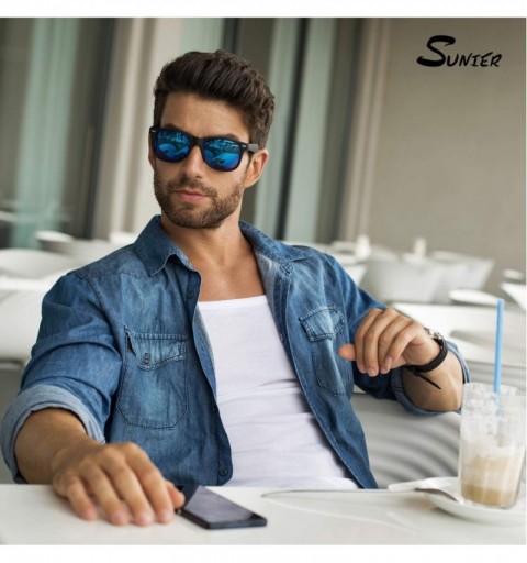 Square Polarized Sunglasses for Men Retro Classic Square Frame Shades SR003 - C118NO7XU5E $21.87
