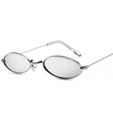 Oval Small Oval Sunglasses For Men Male Retro Metal Frame Yellow Red Vintage Black - Silver - CW18Y5UALSH $22.10