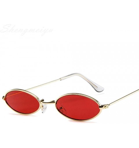 Oval Small Oval Sunglasses For Men Male Retro Metal Frame Yellow Red Vintage Black - Silver - CW18Y5UALSH $9.82