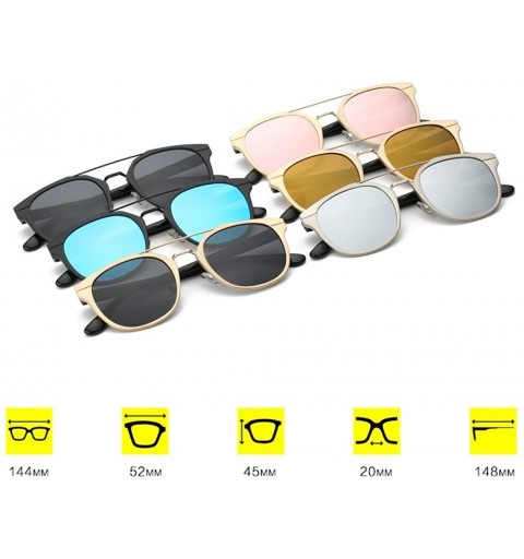 Round Vintage Fashion Round Polarized Sunglasses Full-rim Metal Frame Mirror Lenses - Black/Blue - CC12LA1DCNZ $21.44