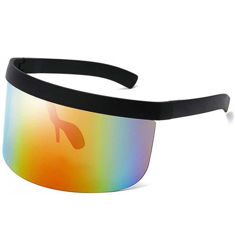 Goggle Futuristic Oversize Shield Visor Sunglasses Flat Top Mirrored Mono Lens 172mm sand glasses frame Sunglasses - CR199XQO...