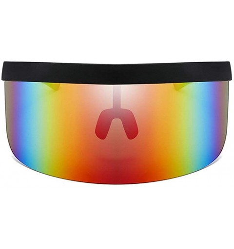 Goggle Futuristic Oversize Shield Visor Sunglasses Flat Top Mirrored Mono Lens 172mm sand glasses frame Sunglasses - CR199XQO...