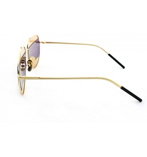 Aviator "Montious" Aviator Ultra Premium Brushed Aluminum Authentic Flash Sunglasses - Gold/Pink - CA12K7STTML $12.28