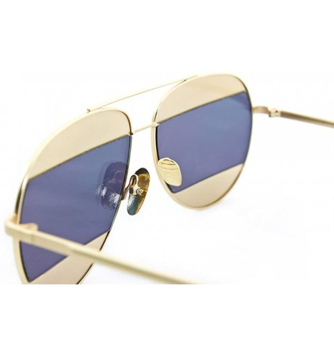 Aviator "Montious" Aviator Ultra Premium Brushed Aluminum Authentic Flash Sunglasses - Gold/Pink - CA12K7STTML $12.28