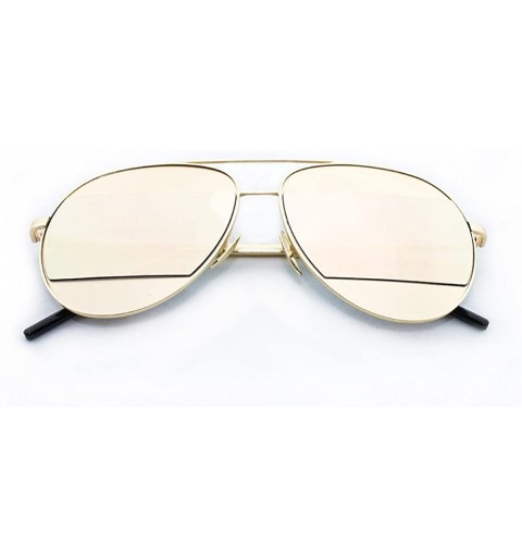 Aviator "Montious" Aviator Ultra Premium Brushed Aluminum Authentic Flash Sunglasses - Gold/Pink - CA12K7STTML $12.28