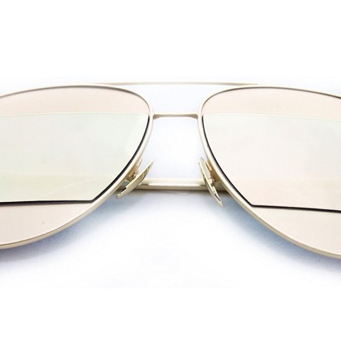 Aviator "Montious" Aviator Ultra Premium Brushed Aluminum Authentic Flash Sunglasses - Gold/Pink - CA12K7STTML $12.28