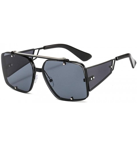 Square 2020 new trend fashion metal sunglasses men and women hot sunglasses - Black - CG1905G4027 $12.39