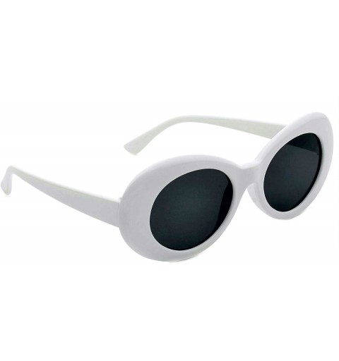 Oval Oval Round Retro Sunglasses Color Tint or Smoke Lenses - 1 White- Smoke - CW1883A79UE $8.03