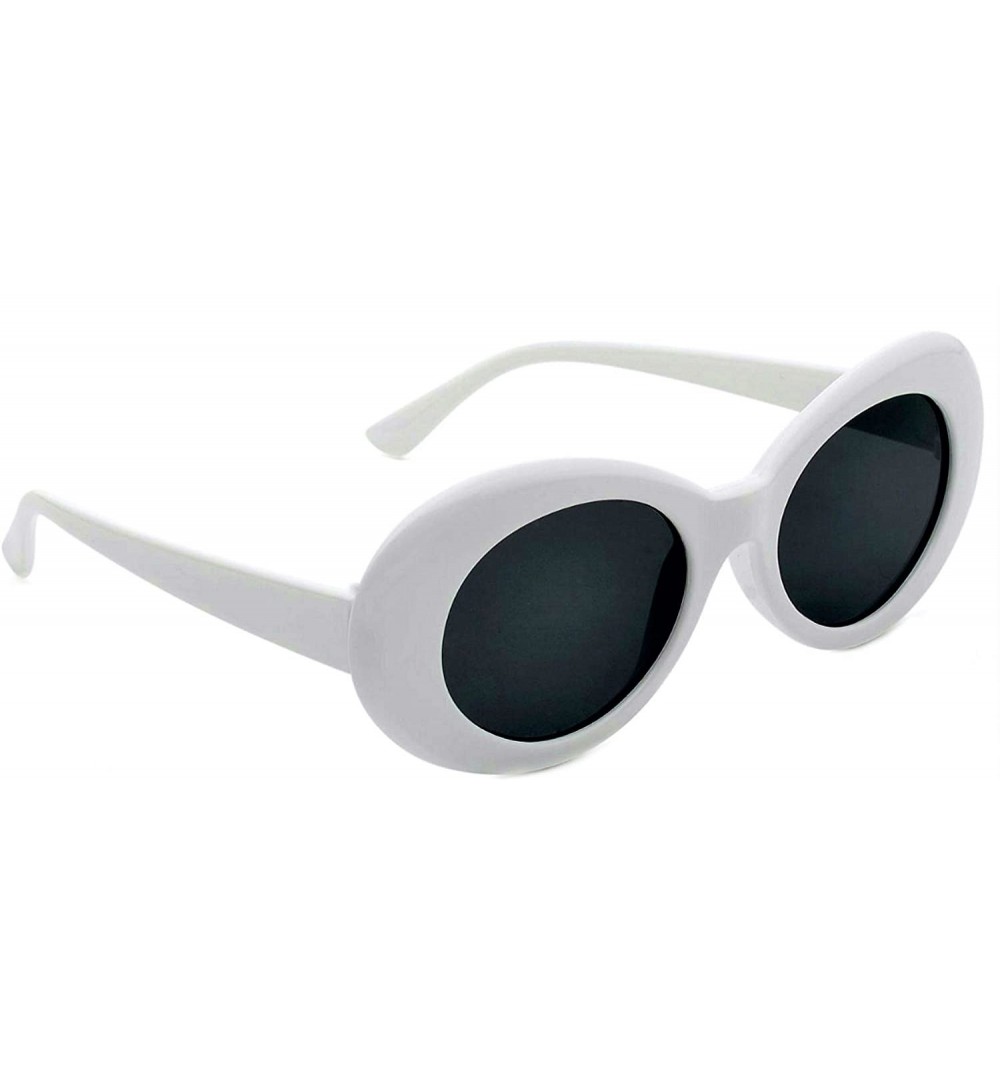 Oval Oval Round Retro Sunglasses Color Tint or Smoke Lenses - 1 White- Smoke - CW1883A79UE $8.03