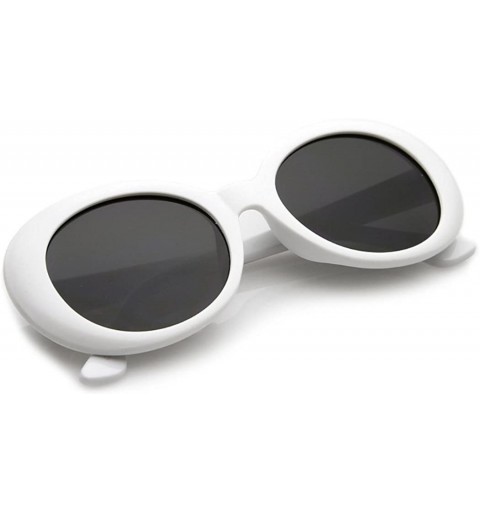 Oval Oval Round Retro Sunglasses Color Tint or Smoke Lenses - 1 White- Smoke - CW1883A79UE $8.03