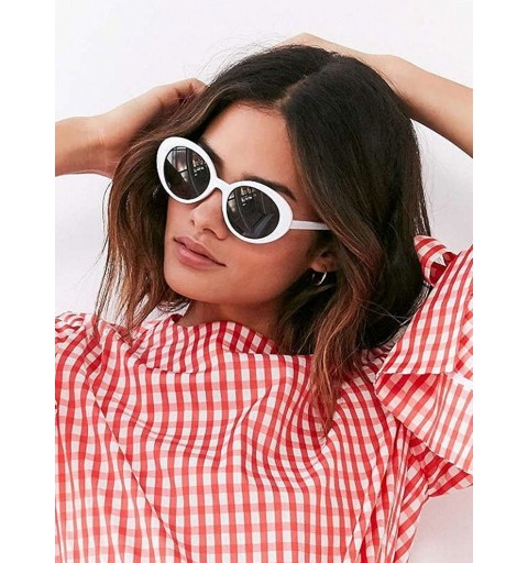 Oval Oval Round Retro Sunglasses Color Tint or Smoke Lenses - 1 White- Smoke - CW1883A79UE $8.03