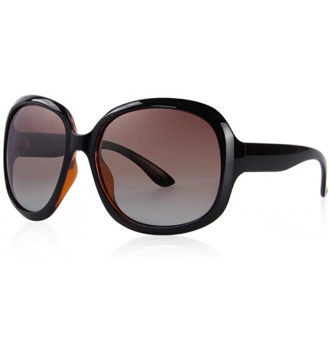 Oversized DESIGN Women Retro Polarized Sunglasses Lady Driving Sun Glasses 100% C01 Black - C05 Brown - CO18XE9DO3U $11.20