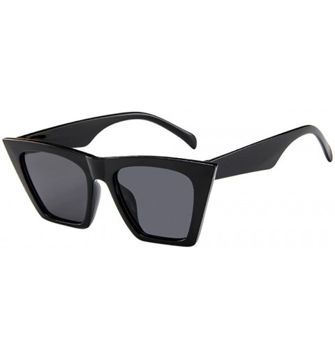 Oversized Fashion Retro Oversized Polarized Sun Glasses Cat Eye Big Frame Sunglasses for Women Girls with Flat Lens - Black -...