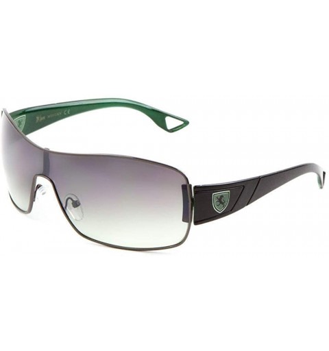 Shield Khan Wrap Around One Piece Lens Sunglasses - Gunmetal- Green & Black Frame - CV18QKANDDS $26.50