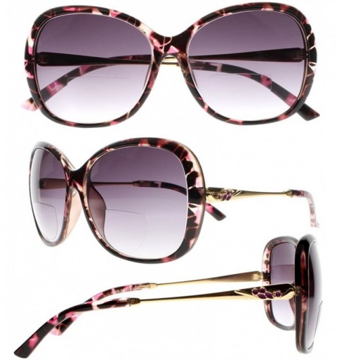 Butterfly Ladies Oversized Trendy Designer Butterfly Bifocal Reading Glasses UV Sunglasses - Pink - CZ18DHI5E03 $19.61