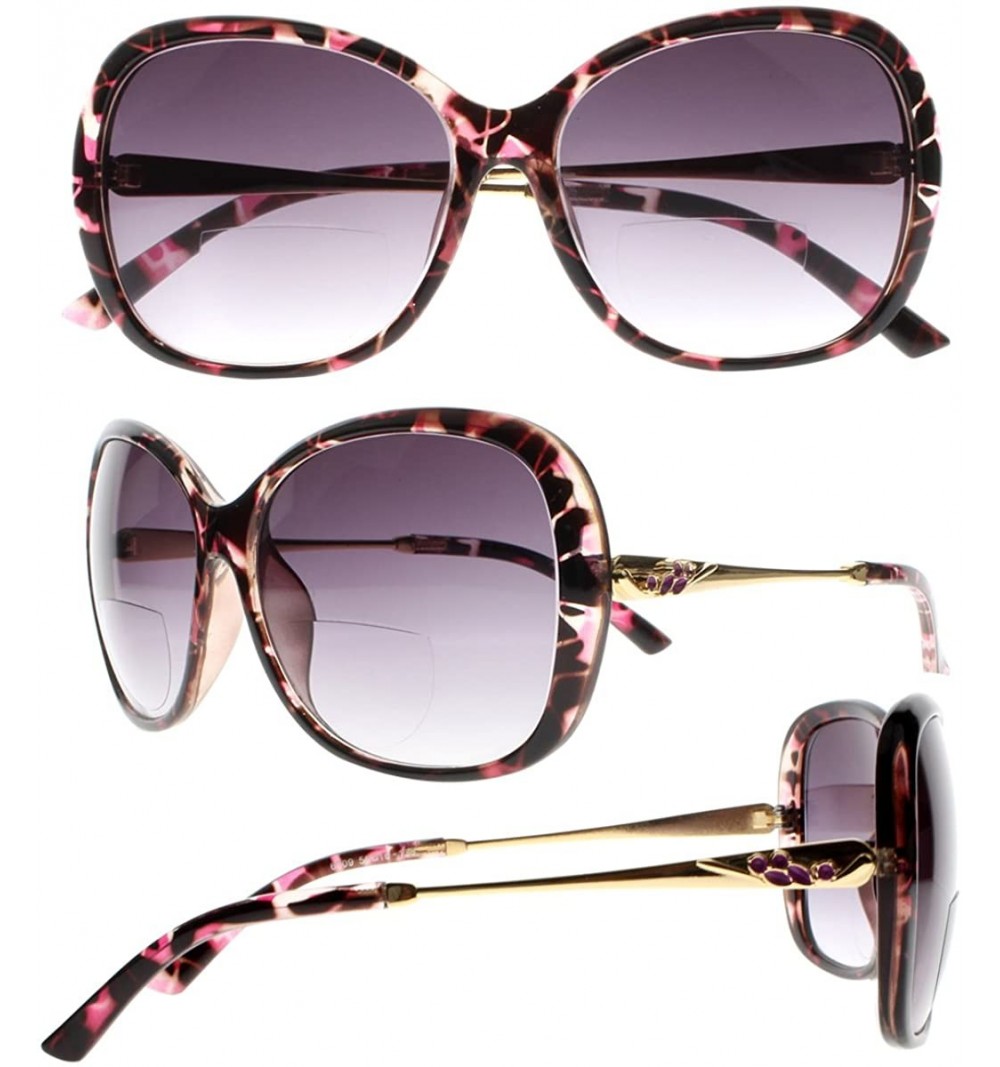 Butterfly Ladies Oversized Trendy Designer Butterfly Bifocal Reading Glasses UV Sunglasses - Pink - CZ18DHI5E03 $19.61