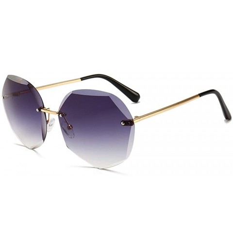 Goggle Octagon Mirrored Metal Frameless Polarized Sunglasses - Blue - CI18WKZQD78 $24.90