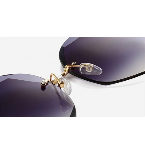Goggle Octagon Mirrored Metal Frameless Polarized Sunglasses - Blue - CI18WKZQD78 $11.83