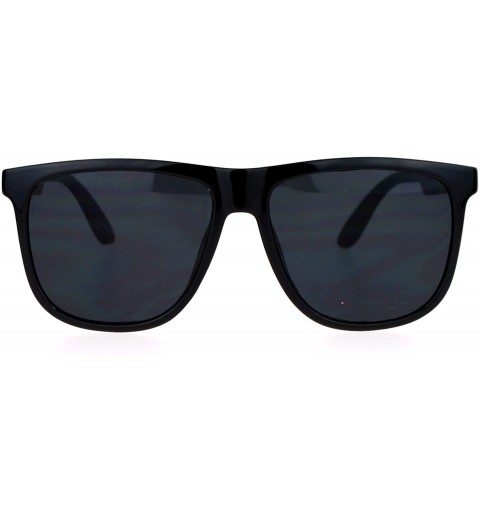 Wayfarer All Black Rubberized Matte Plastic Horn Rim Horned Sunglasses - Shinny Black - CT12DA4KYQ3 $18.49